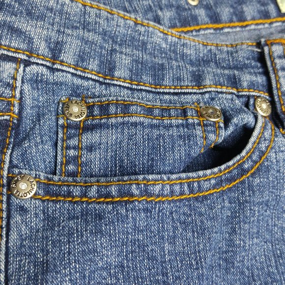 Lachilotta Flare Jeans Juniors 7 Embellished Bling Embroidered Stretch Low B055 - Picture 6 of 8